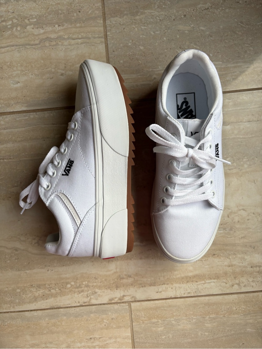 Vans White Canvas Platform Sneakers